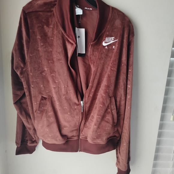 Nike Air Track Jacket Womens 1X Briown Velour Velvet Casual Full Zip DM9193-273. - Picture 6 of 9